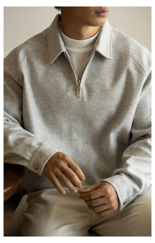 Suéter con Cierre Medio y Cuello Solapa para Hombre - Primavera Otoño - Image 14