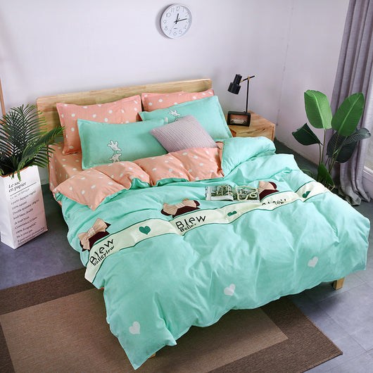 Juego de Sábanas de Algodón Aloe Vera - 4 Piezas para Dormitorio Estudiante Verano - Image 12