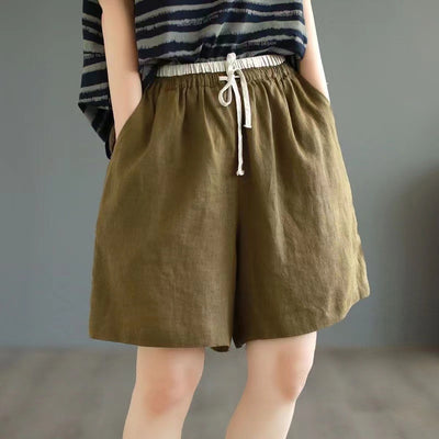Shorts Retro de Lino Cintura Alta Holgados Efecto Adelgazante - Image 9
