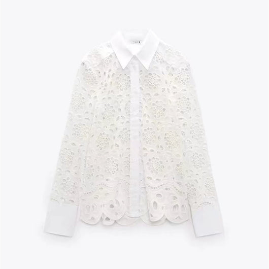 Traje Falda Camisa con Solapa Calada Elegante - Image 6