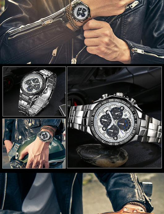 Reloj de Pulsera de Acero con Siete Manecillas Resistente al Agua - Image 15