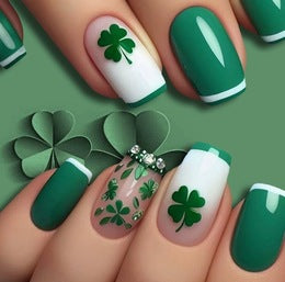 Set de 24 Uñas Postizas con Diseños de Mariposas, Flores y Estampado Vaca con Cristales - Image 36