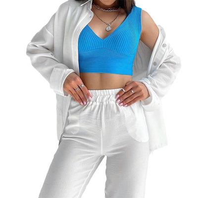 Conjunto Elegante: Blusa Suelta Manga Larga y Pantalón Cintura Alta - Image 15