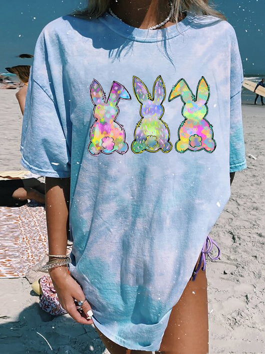 Camiseta Suelta con Estampado Tie-dye Multicolor - Image 12