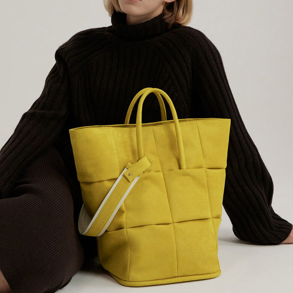 Bolsa Tote Cuadros Flanela Nubuck con Asa Ancha