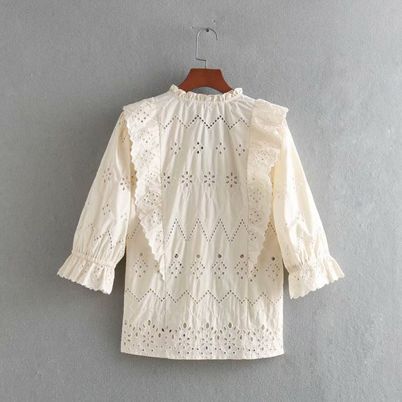 Camiseta Interior de Encaje Calado Versátil para Mujer