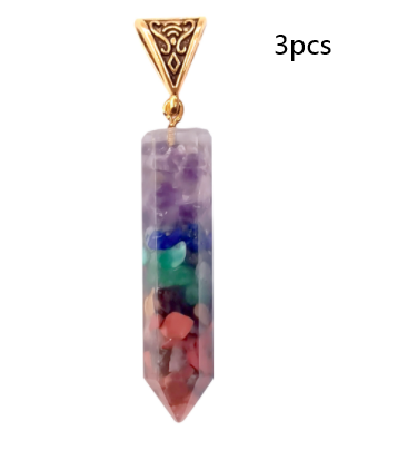 Collar Hexagonal de Piedras Trituradas de los Siete Chakras con Colgante Aura - Image 11