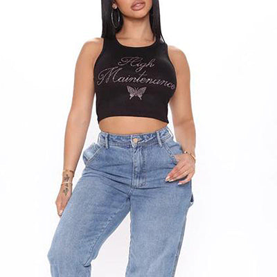 Chaleco Ajustado Mariposa Diamante para Mujer - Diseño Casual Moderno