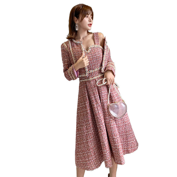 Traje de Vestir para Dama con Detalles de Seda y Tweed - Image 5