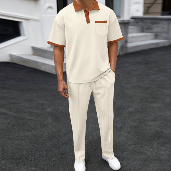 Traje Casual de Dos Piezas con Solapa Texturizada y Pantalón Corto