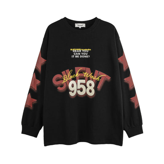 Camiseta Manga Larga Cuello Redondo con Estampado de Letras