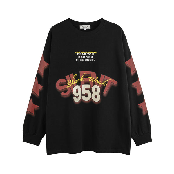 Camiseta Manga Larga Cuello Redondo con Estampado de Letras