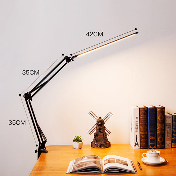 Lámpara de Escritorio Articulada con Brazo Extensible y Pinza Giratoria