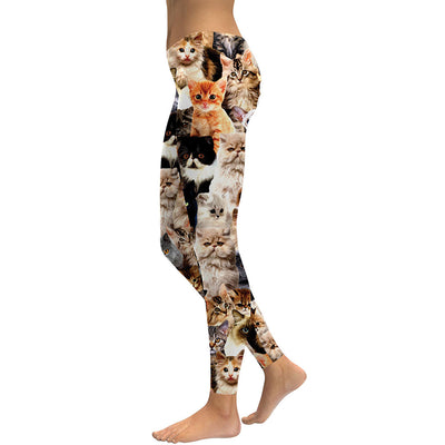 Leggins Estampado Digital Gato Pantalones Ajustadores para Mujer - Image 3