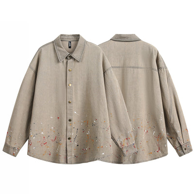 Camisa Denim Holgada con Efecto Tinta Splash - Image 3