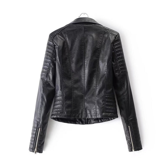 Chaqueta de Cuero Motociclista Ajustada Estilo Europeo