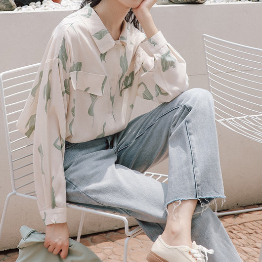 Blusa Vintage Flora de Hong Kong en Chifón con Manga Larga - Image 3