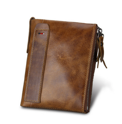 Cartera Corta para Hombre en Cuero Anti-Robo con Protección RFID