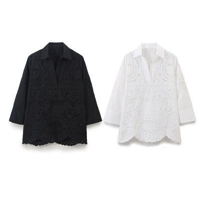 Blusa Casual de Cuello V Versátil y Elegante para Mujer - Image 7
