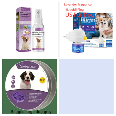 Cat Calming Pheromone Diffuser Kit with a white plug-in diffuser and a green refill bottle, next to its green and white box. - Image 23