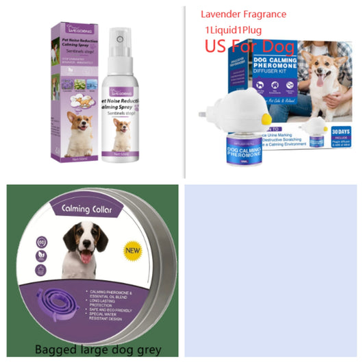 Cat Calming Pheromone Diffuser Kit with a white plug-in diffuser and a green refill bottle, next to its green and white box. - Image 23