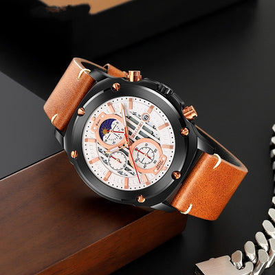 Reloj de Hombre Cuero con Tres Esferas y Seis Agujas - Cuarzo Premium - Image 2