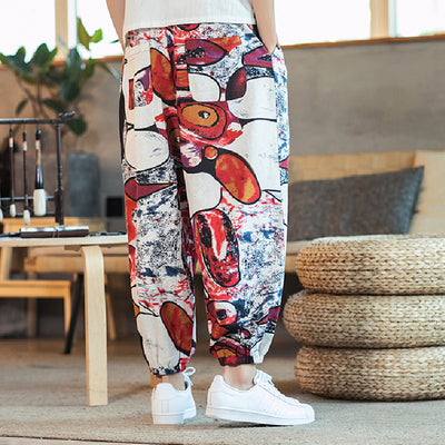 Pantalones Casuales para Hombre en Algodón y Lino con Estampado Estilo Chino - Image 3
