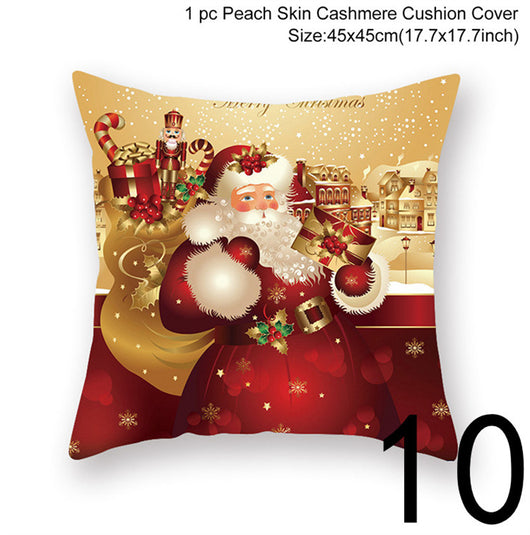 Funda de Almohada Navideña con Estampado Santa para Decoración del Hogar