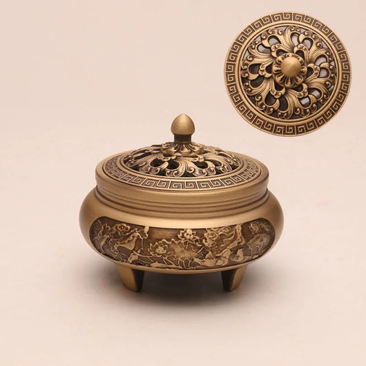 Quemador de Incienso de Cobre Puro Estilo Xuande - Artesanía Zen Tallada a Mano - Image 30