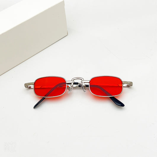 Black retro hip hop sunglasses with dark rectangular lenses and a sleek metal frame on a white background. - Image 6