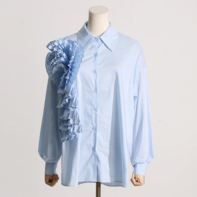 Blusa Casual con Flores Tridimensionales y Detalles de Volantes - Image 26