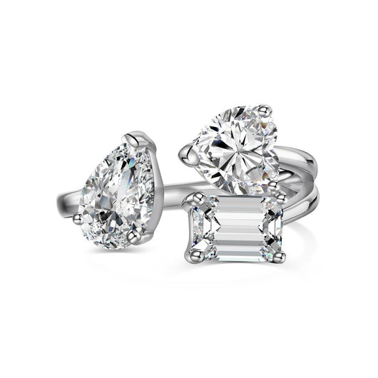 Anillo de Plata 925 para Mujer con Circonia Cúbica en Forma de Corazón y Pera - Image 7