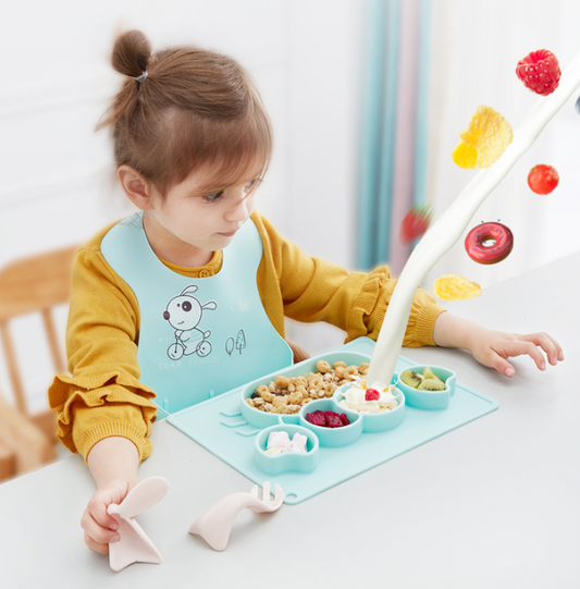 Plato de Silicona con Ventosa para Bebés - Cuenco de Aprendizaje Divertido