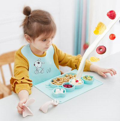 Plato de Silicona con Ventosa para Bebés - Cuenco de Aprendizaje Divertido