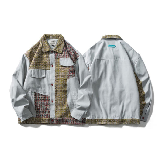 Chaqueta Suelta de Contraste para Hombre - Estilo Retro Universitario