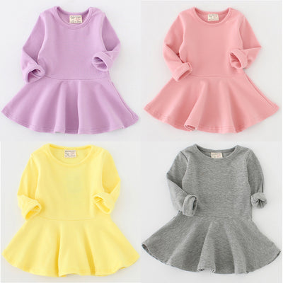 Vestido Infantil Primavera Otoño - Algodón Puro con Volantes, Manga Larga