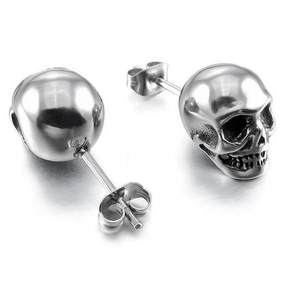 Aretes Calavera Punk Rock para Hombre y Mujer - Pequeños Studs de Plata - Image 4