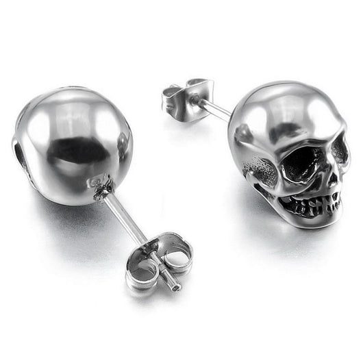 Aretes Calavera Punk Rock para Hombre y Mujer - Pequeños Studs de Plata - Image 4