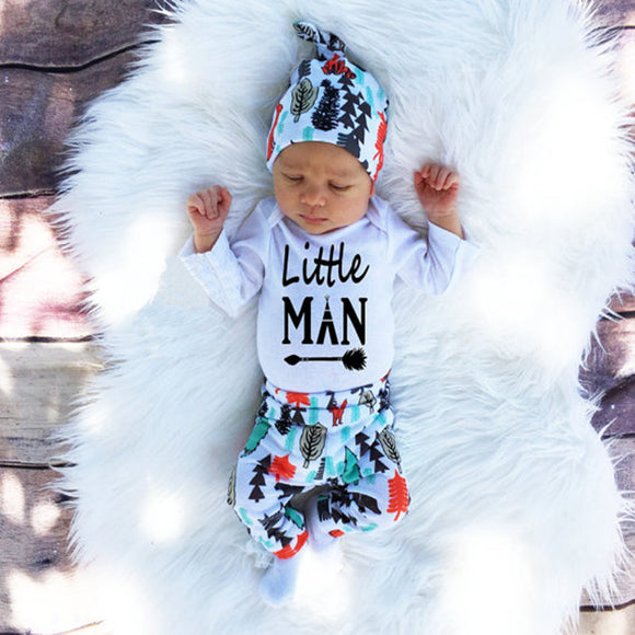 Conjunto Infantil 3 Piezas con Estampado Bosque - Ropa, Pantalones y Gorro