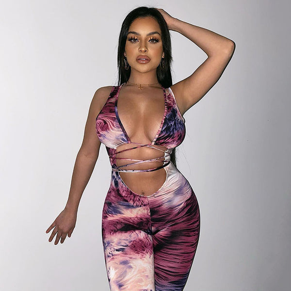 Enterizo casual con tirantes y diseño tie-dye
