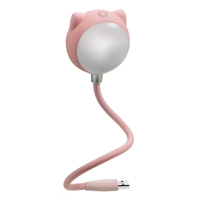 Black cat-shaped USB desk lamp with a flexible gooseneck and silver light panel, ideal for modern desks. - Image 11