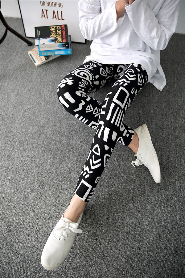 Leggings Elásticos Milk Silk con Diseño Graffiti y Pintura de Tinta Primavera