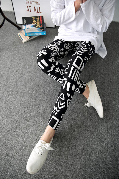Leggings Elásticos Milk Silk con Diseño Graffiti y Pintura de Tinta Primavera