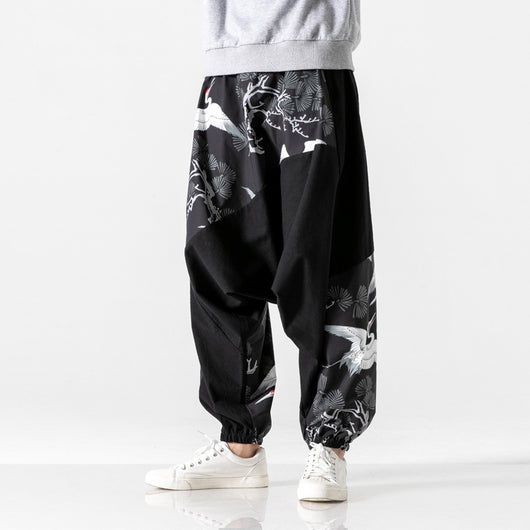 Pantalones Patchwork Holgados Estilo Asiático