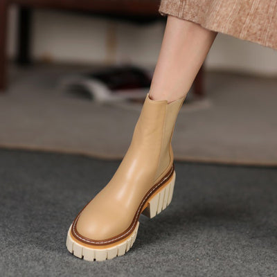 Bota Corta de Moda Simple en Ante Albaricoque - Image 5