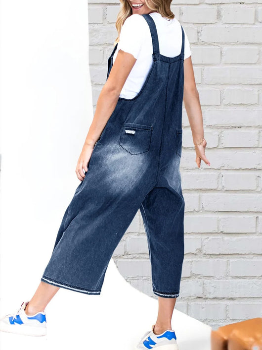 Pantalón Denim con Tirantes Suelto para Mujer - Image 5