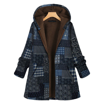 Chaqueta Acolchada con Estampado Étnico y Terciopelo - Image 4