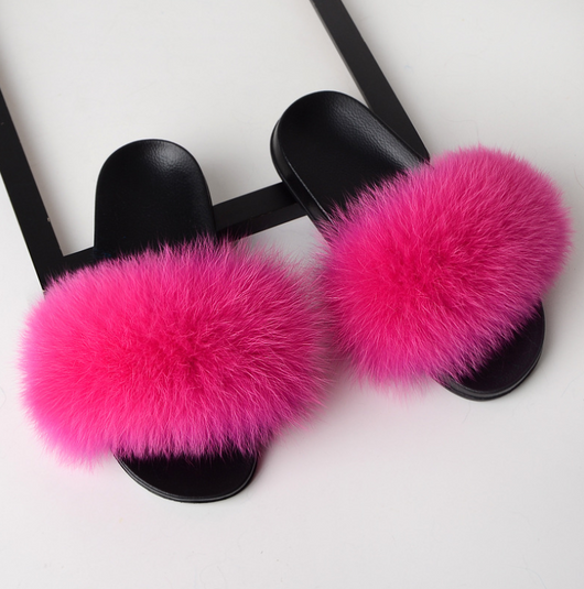 Pantuflas de Piel de Zorro Genuina para Mujer - Sandalias Deslizantes de Verano - Image 20