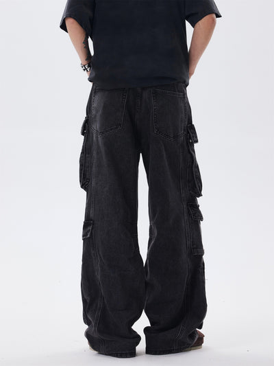 Overol Jeans Ancho Desgastado con Múltiples Bolsillos - Image 2