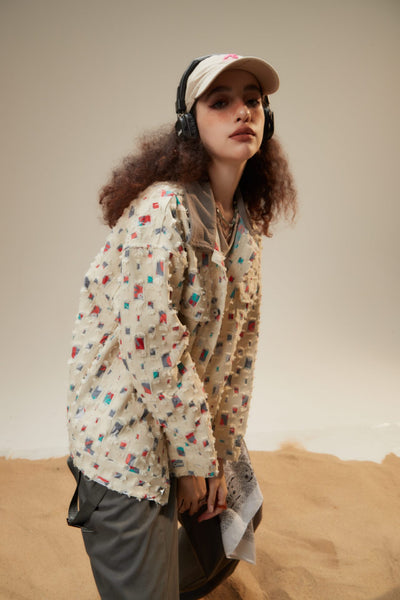 Chaqueta Camisa Vaquera Estilo Retro Americano con Costuras Desgastadas - Image 10